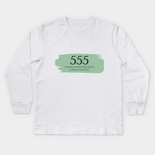 555 Angel Number green Kids Long Sleeve T-Shirt